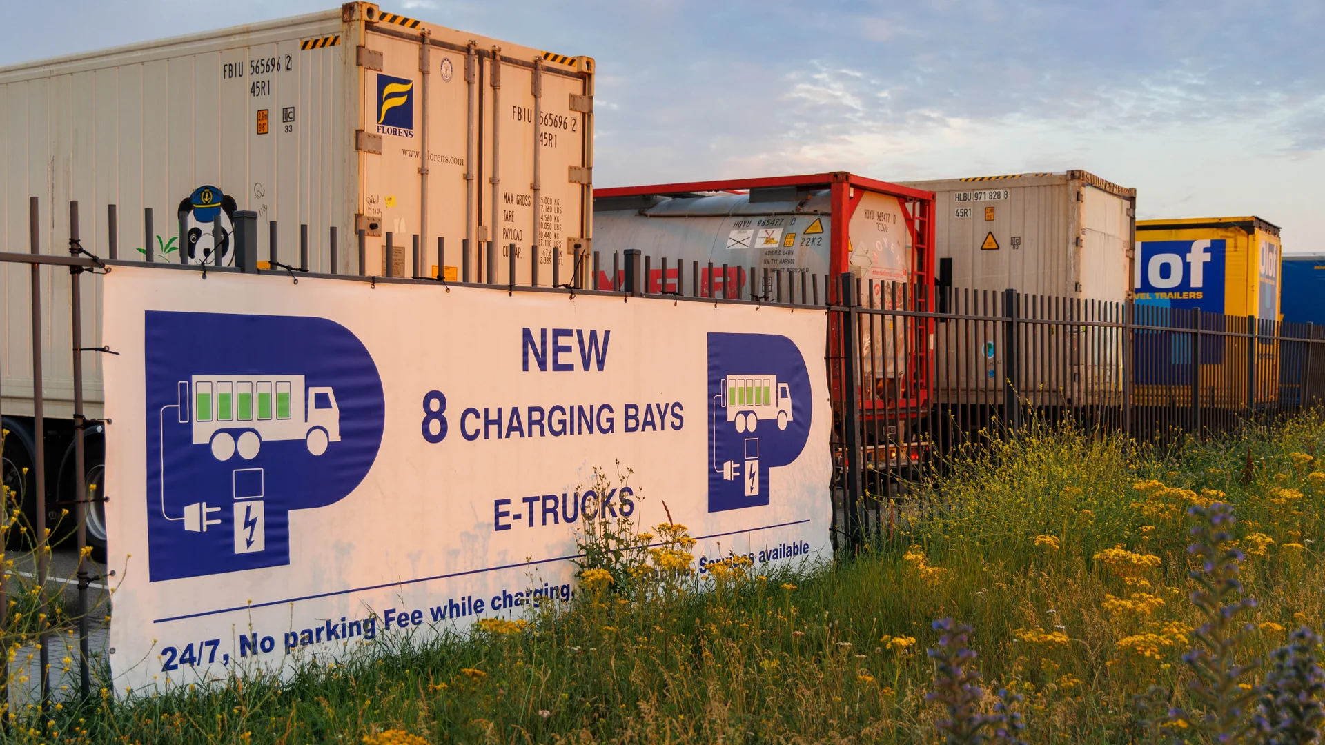 Fleet charging bays for electric trucks and logistics vehicles